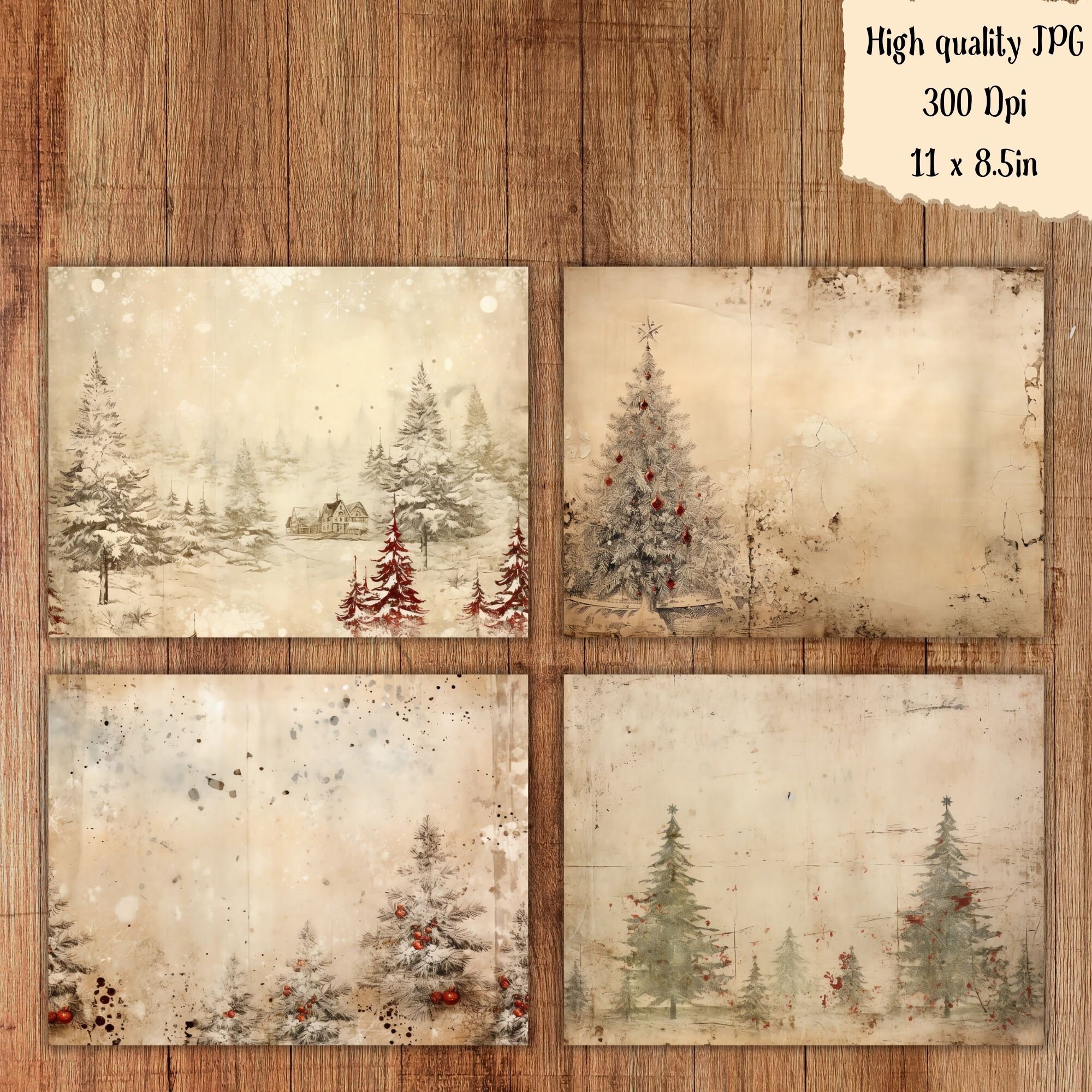 Vintage Christmas Junk Journal Kit Winter Forest Vintage Pages Digital ...