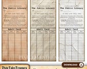 Library Card Journal Templates, Vintage Journal Bookmark Printables, Scrapbook Insert Collection, Ephemera Design Pack, Paper Craft Kit