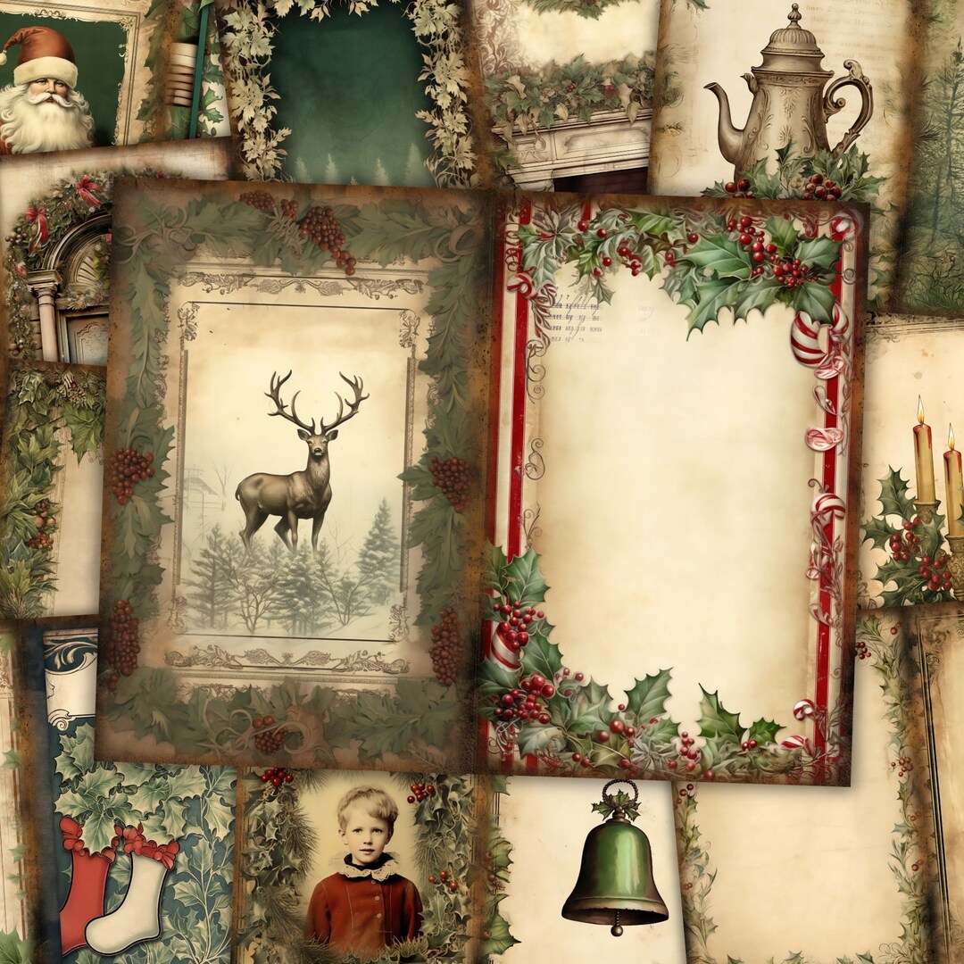 Rustic Christmas Junk Journal Kit Merry Christmas Journaling Blank Page ...