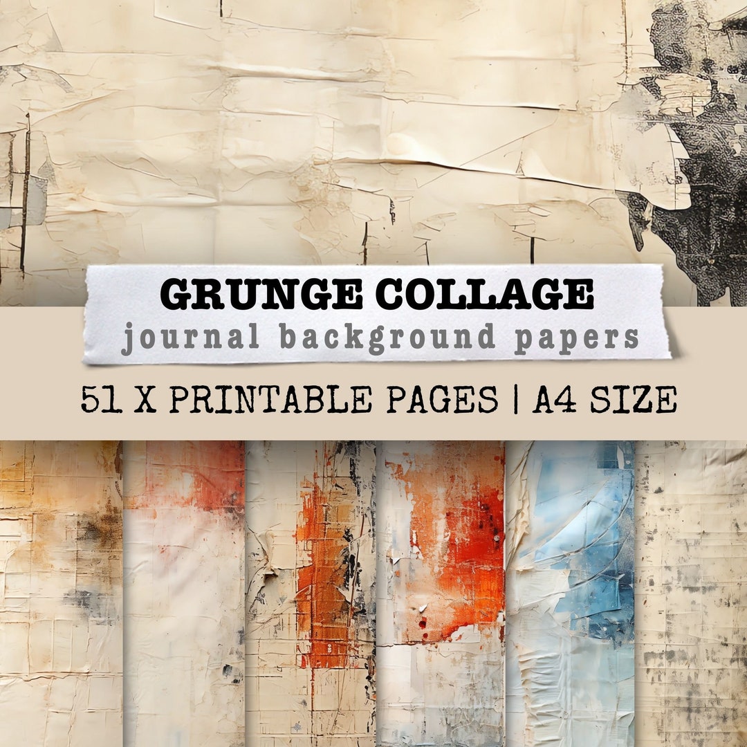 Grunge Collage Paper Junk Journal Kit Background Collage Sheet Mixed ...