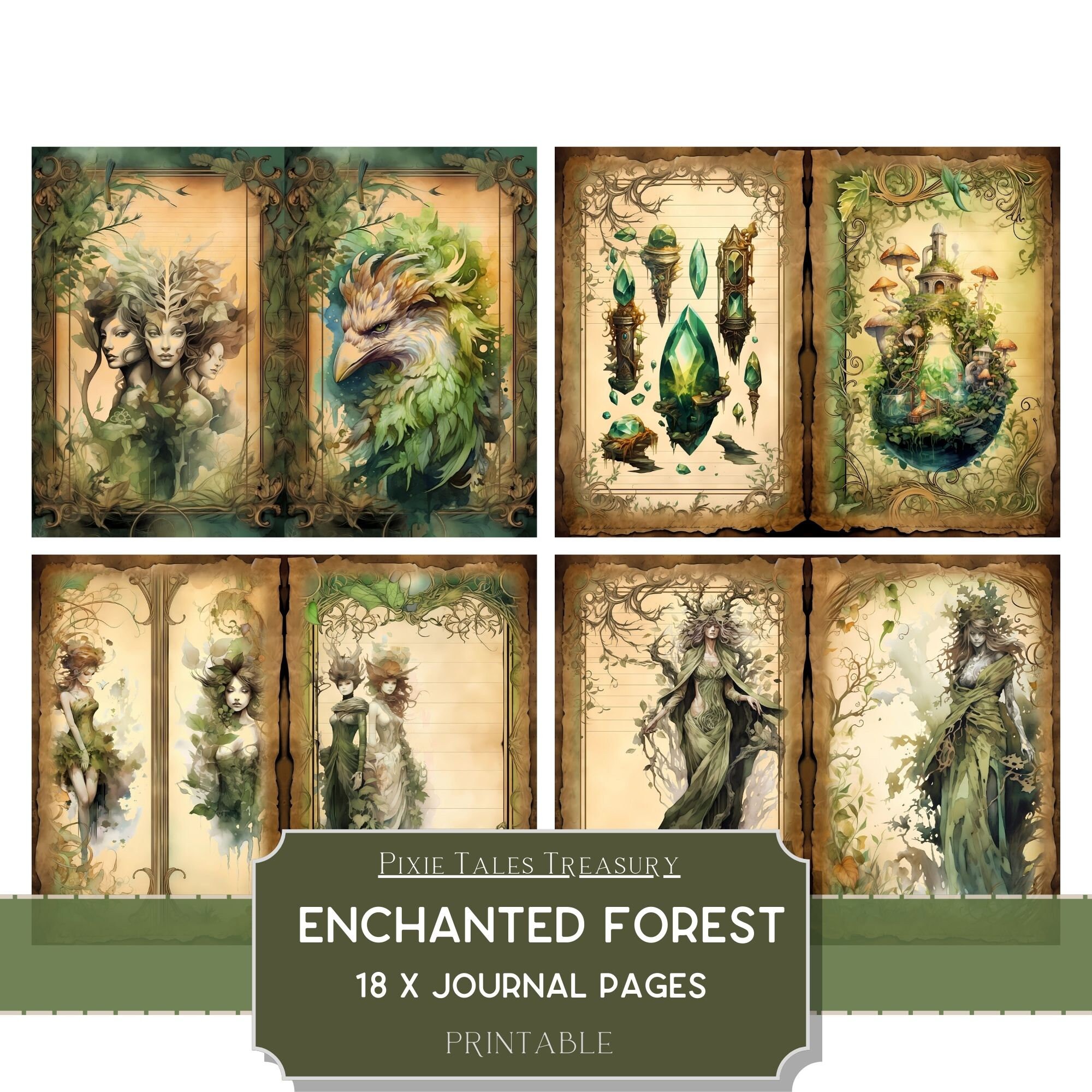 Enchanted Forest Fantasy Junk Journal Kit Fairytale Fairy Journal Pages ...