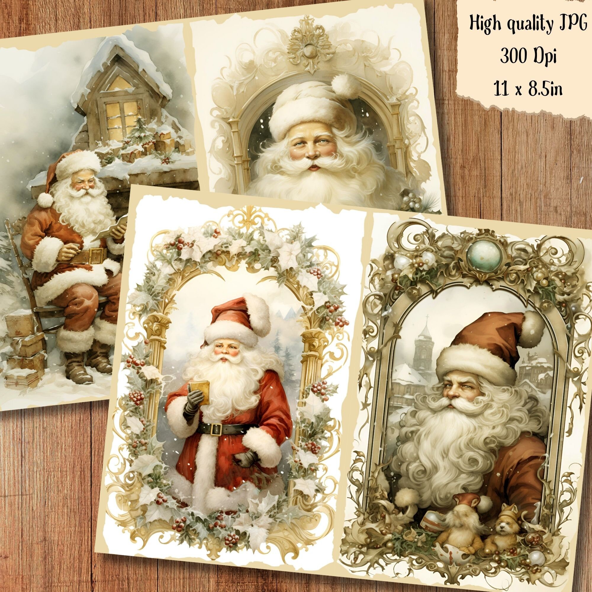 Santa Claus Christmas Junk Journal Kit Printable Winter Pages Card ...