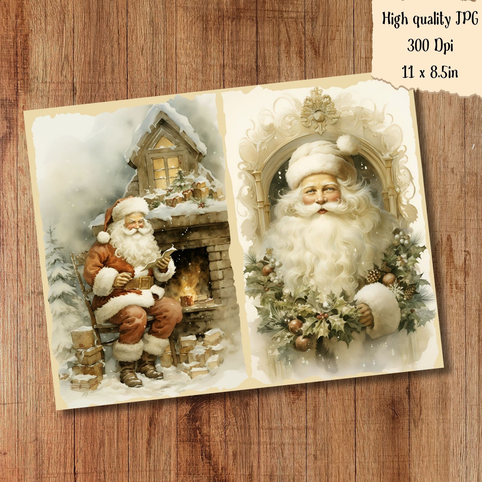 Santa Claus Christmas Junk Journal Kit Printable Winter Pages Card ...