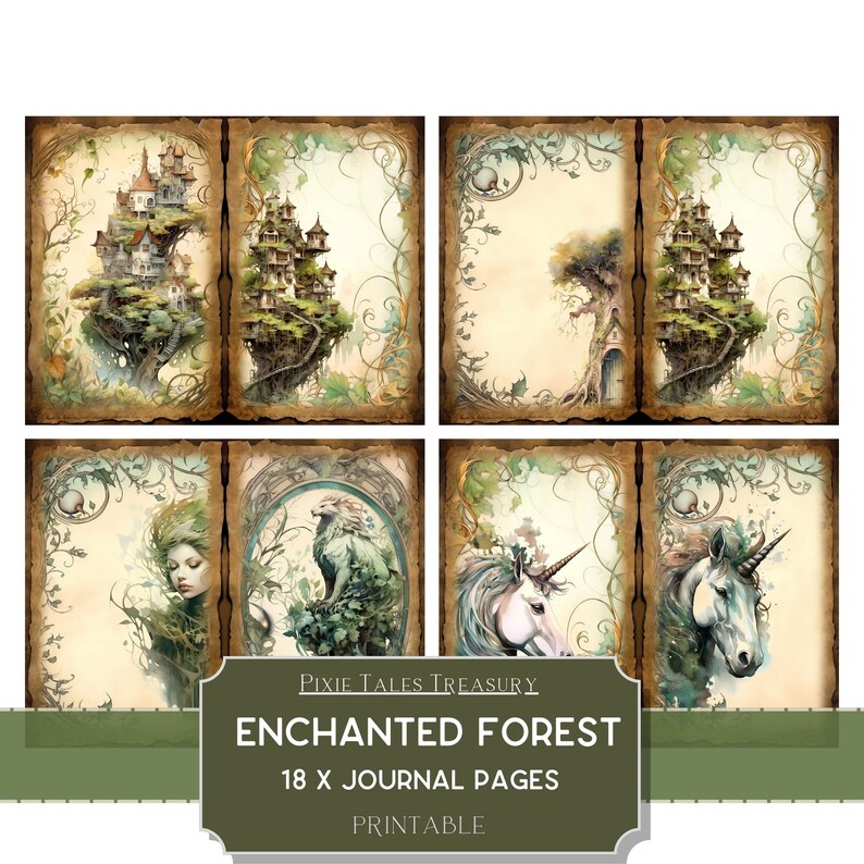 Enchanted Forest Fantasy Junk Journal Kit Fairy Mythical Creature ...