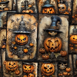 Halloween Junk Journal Pages Halloween Junk Journal Kit Printable Journal Cards Halloween Junkjournal Kit Jack O&#39; Lantern Digital Download