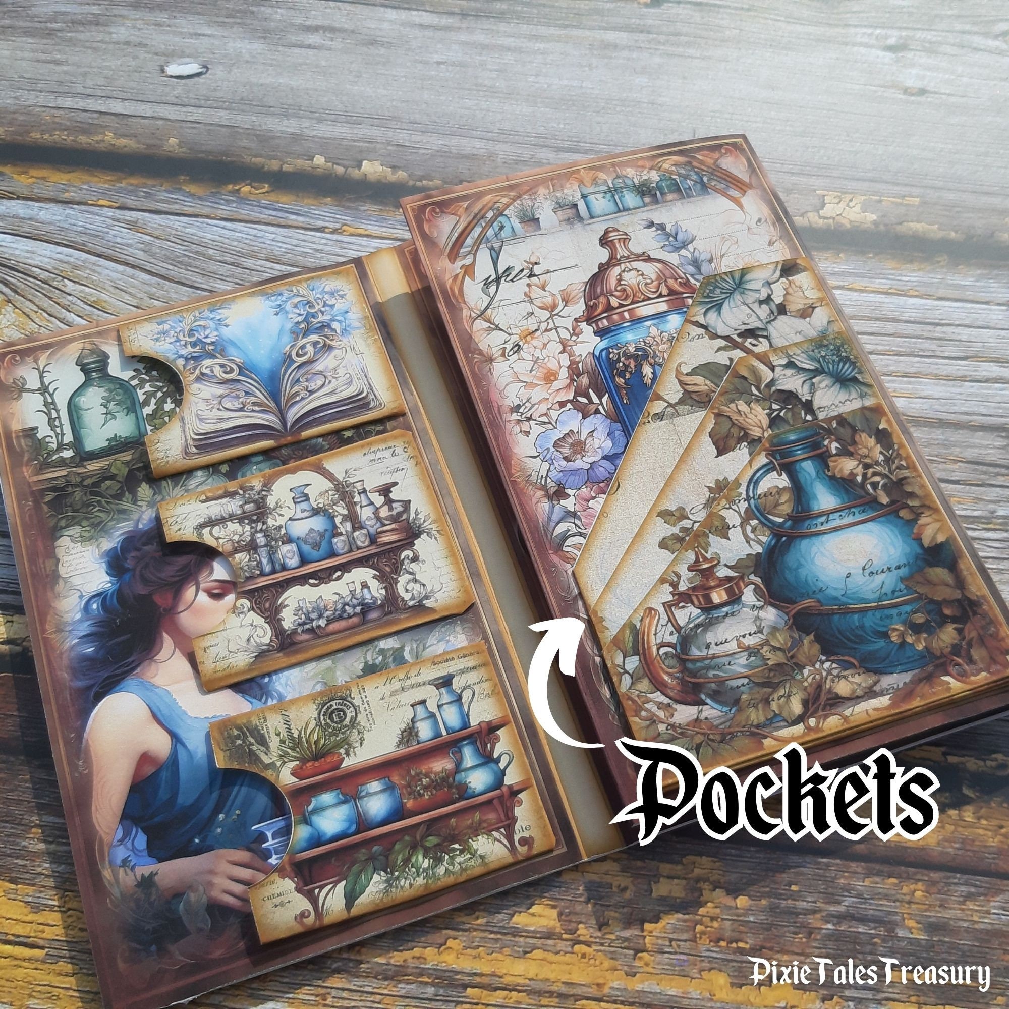 Junk Journal Folio Kit Blue Victorian Vintage Digital Trifold Booklet ...
