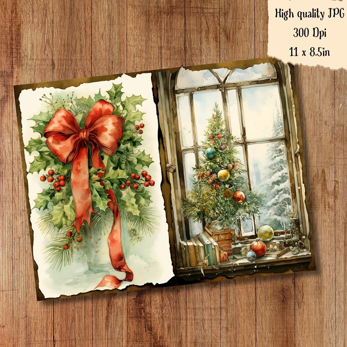 Christmas Junk Journal Kit Printable Vintage Winter Pages Card ...