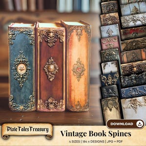 Junk Journal Book Spine Printables, Vintage Design Kit voor DIY Crafts, Neutrale Scrapbookingbenodigdheden, Ephemera voor creatieve projecten