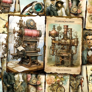 Steampunk Junk Journal Kit Victorian Junk Journal Steampunk Digi Kit Printable Steampunk Scrapbook Paper Craft Journaling Collage Sheet