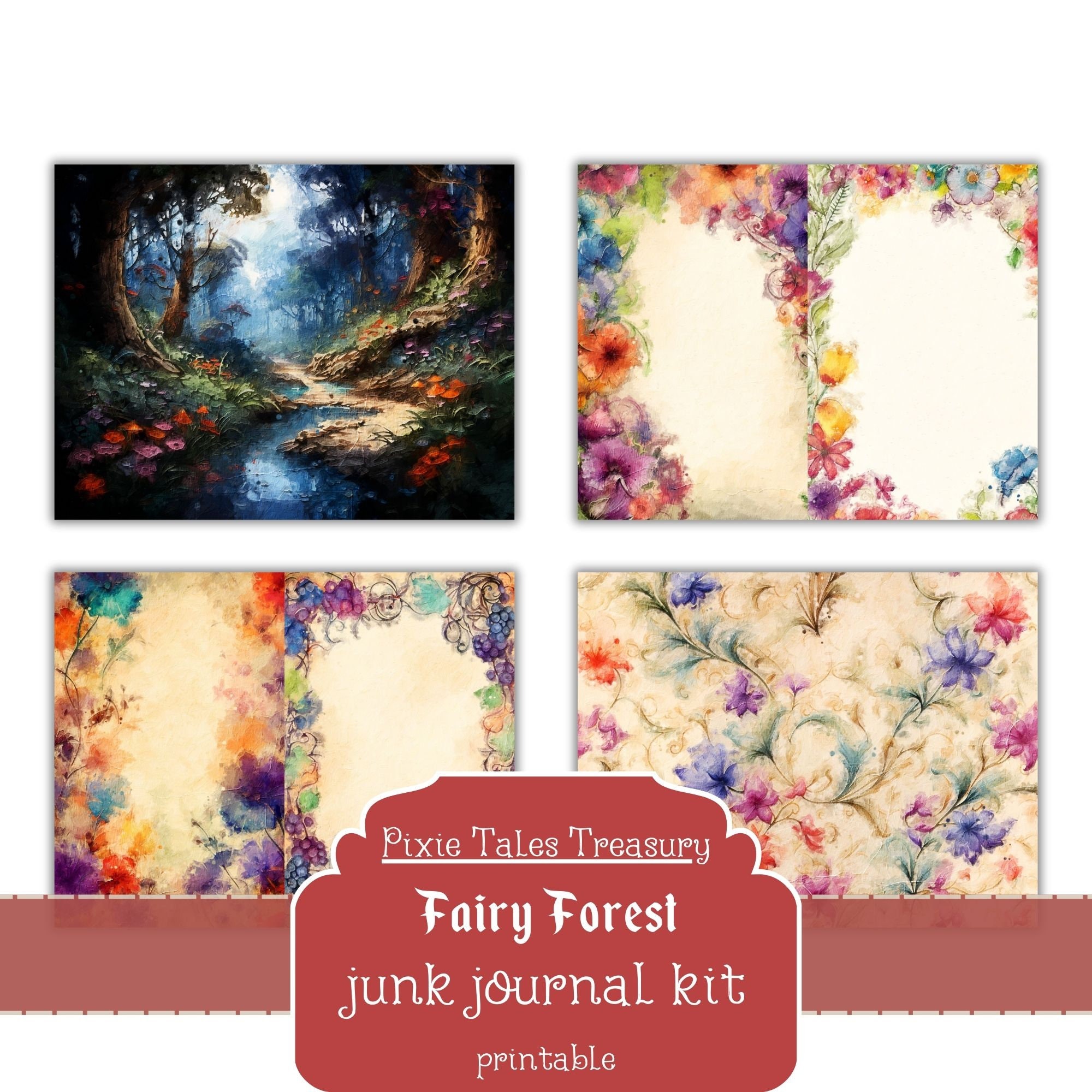 Dark Enchanted Forest Junk Journal Kit Textured Mixed Media Mushroom ...