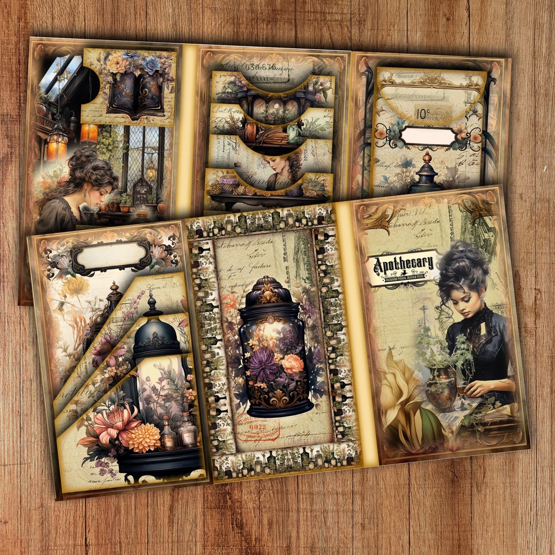 Junk Journal Folio Kit Dark Victorian Vintage Digital Trifold Booklet ...