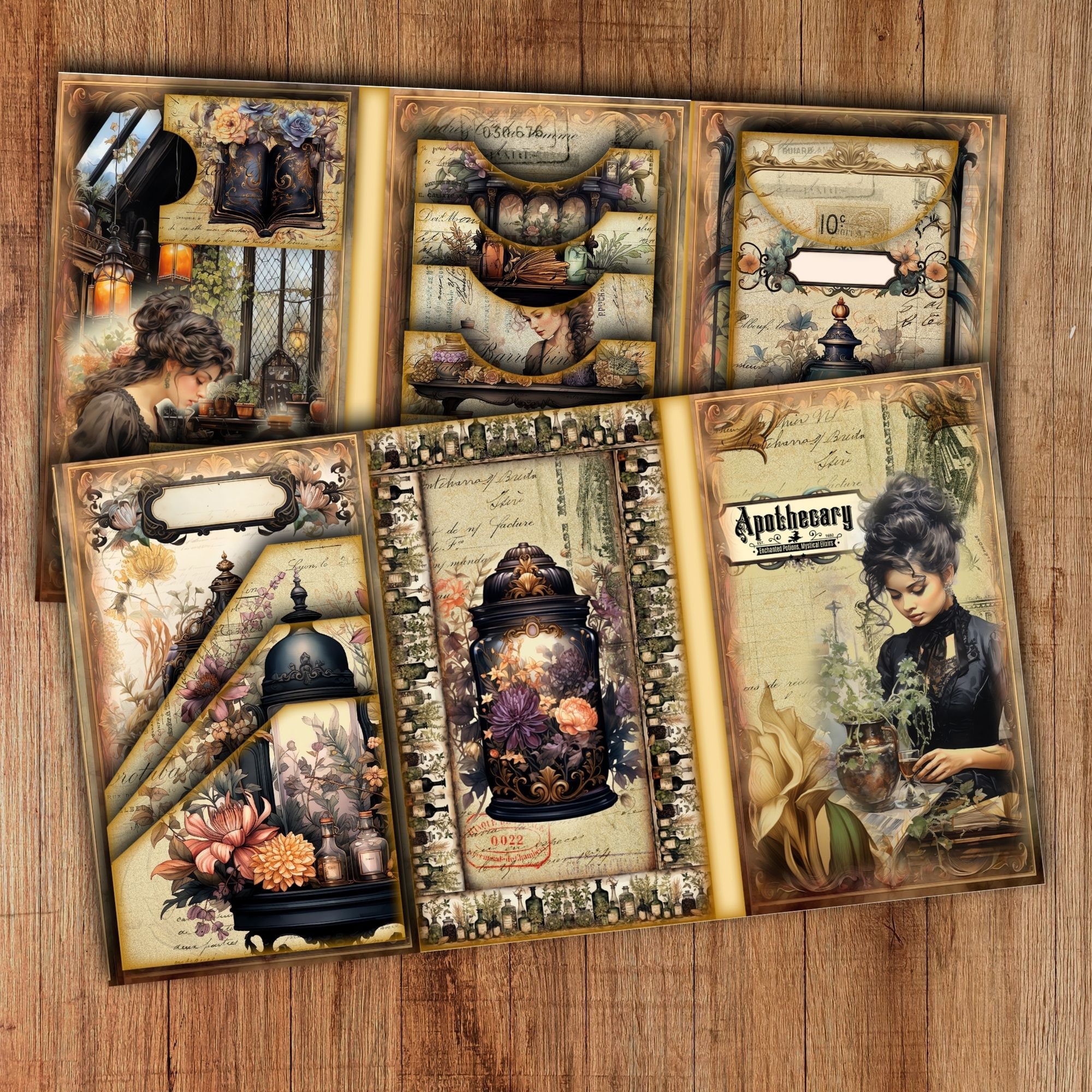 Junk Journal Folio Kit Dark Victorian Vintage Digital Trifold Booklet ...