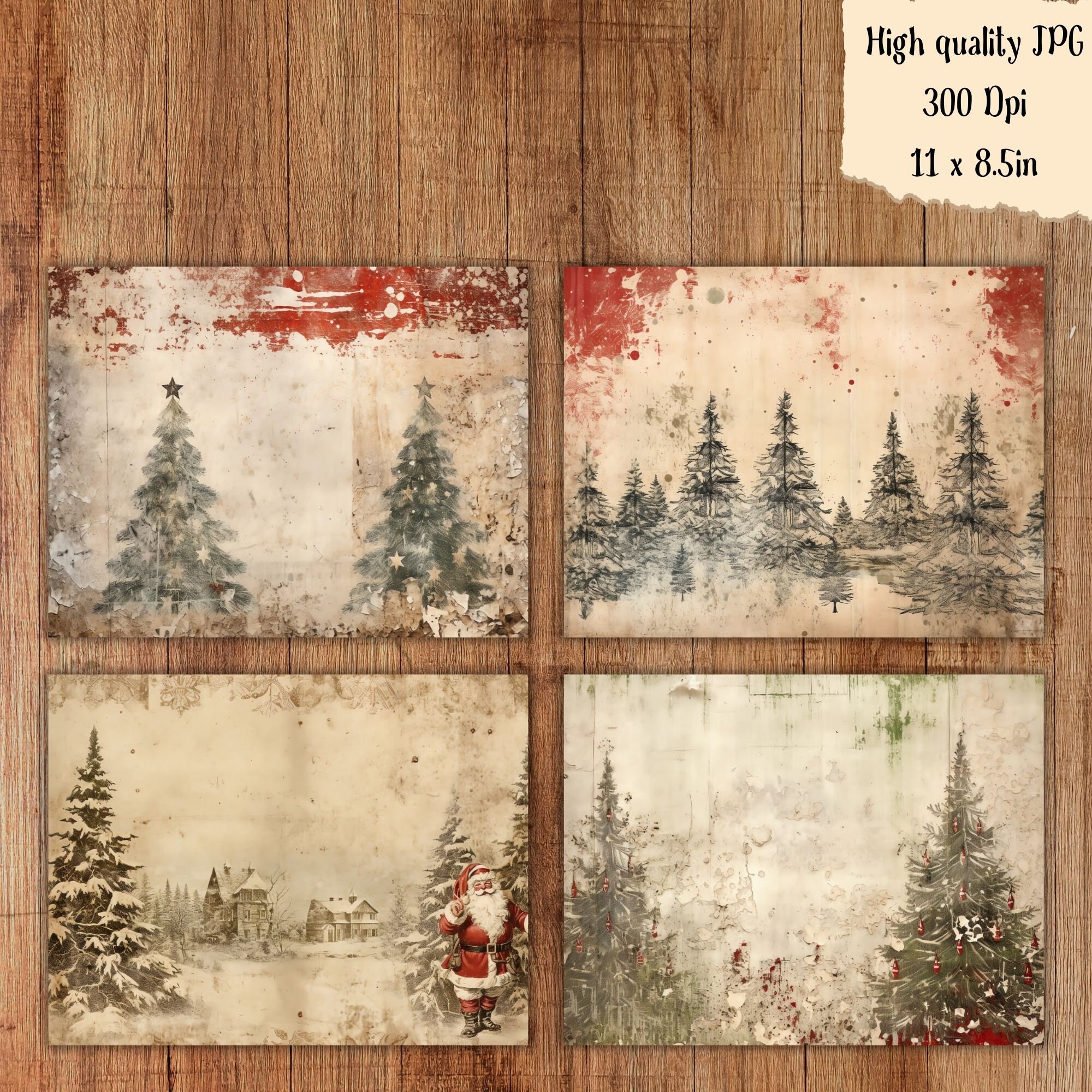 Vintage Christmas Junk Journal Kit Winter Forest Vintage Pages Digital ...