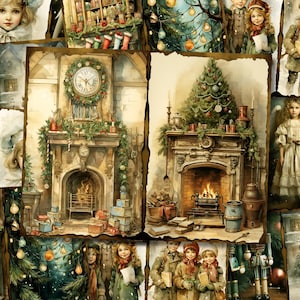 Natal lixo diário kit impressão vintage páginas de inverno cartão diário papel natal lixo diário digital folha de colagem de coisas efêmeras