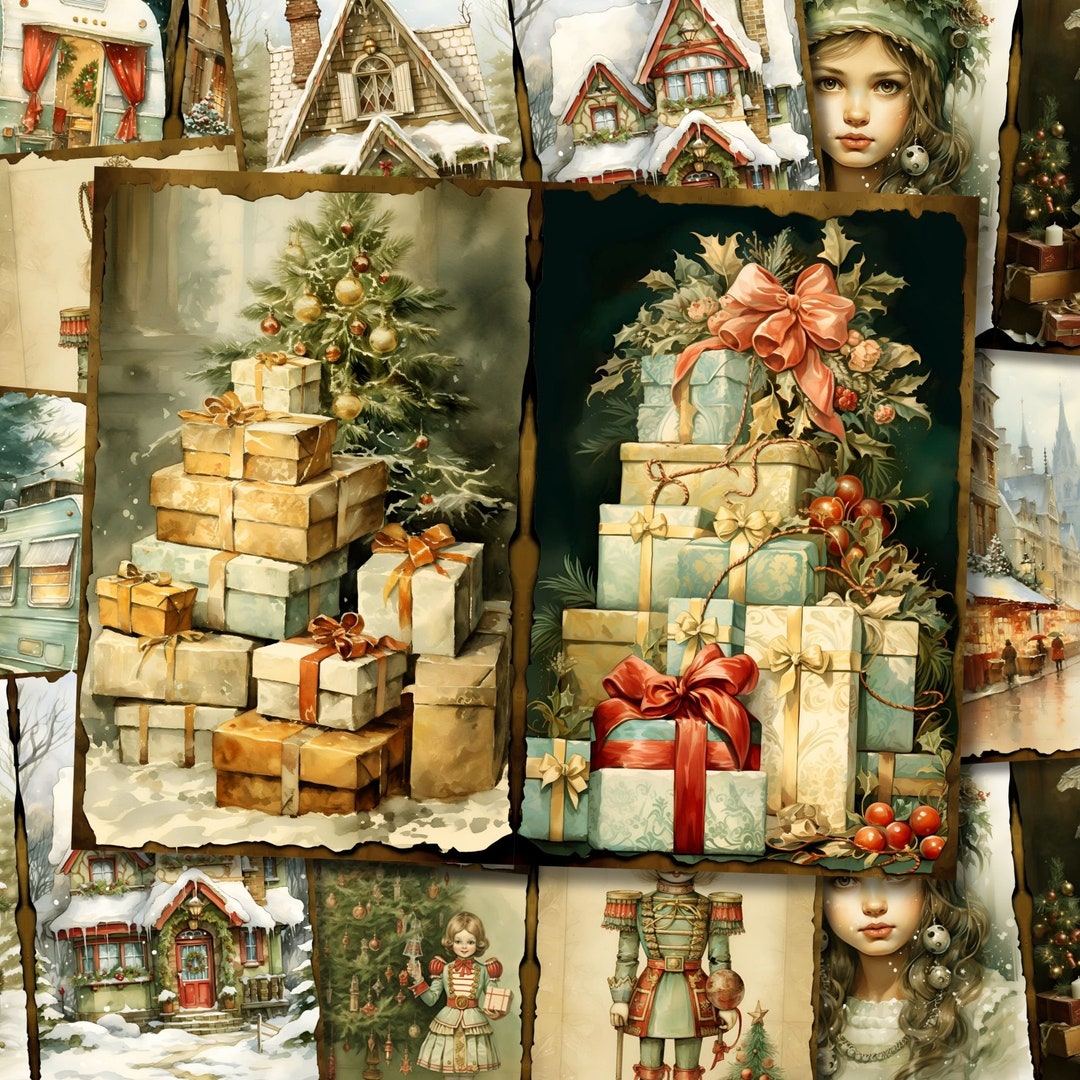 Christmas Junk Journal Kit Printable Vintage Winter Pages Card ...