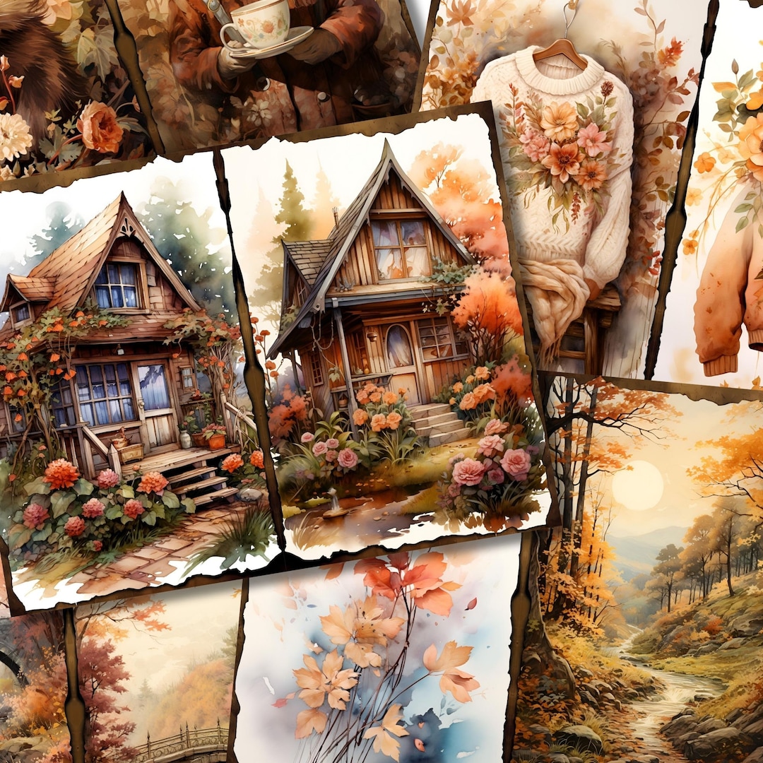 Autumn Fall Junk Journal Kit Digital Printable Junk Journal Country ...