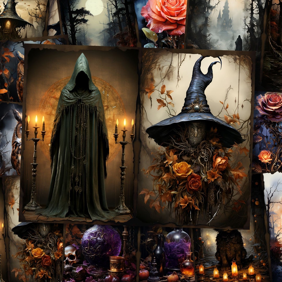 Spooky Witchcraft Junk Journal Pages Magical Dark Witch Junkjournal Kit ...