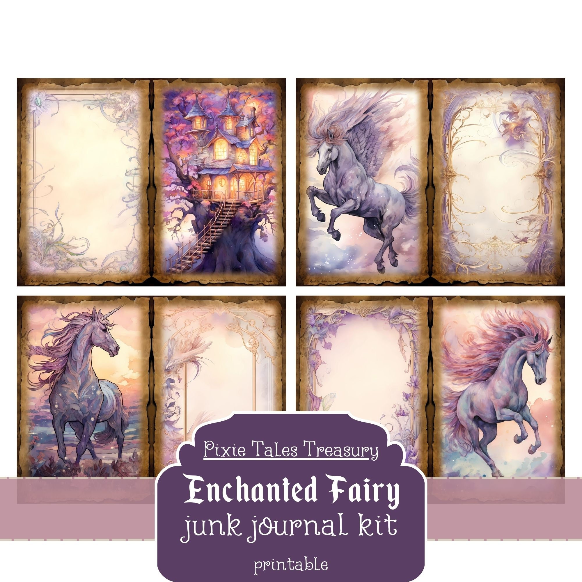 Purple Enchanted Fairy Junk Journal Kit Fantasy Fairytale - Etsy