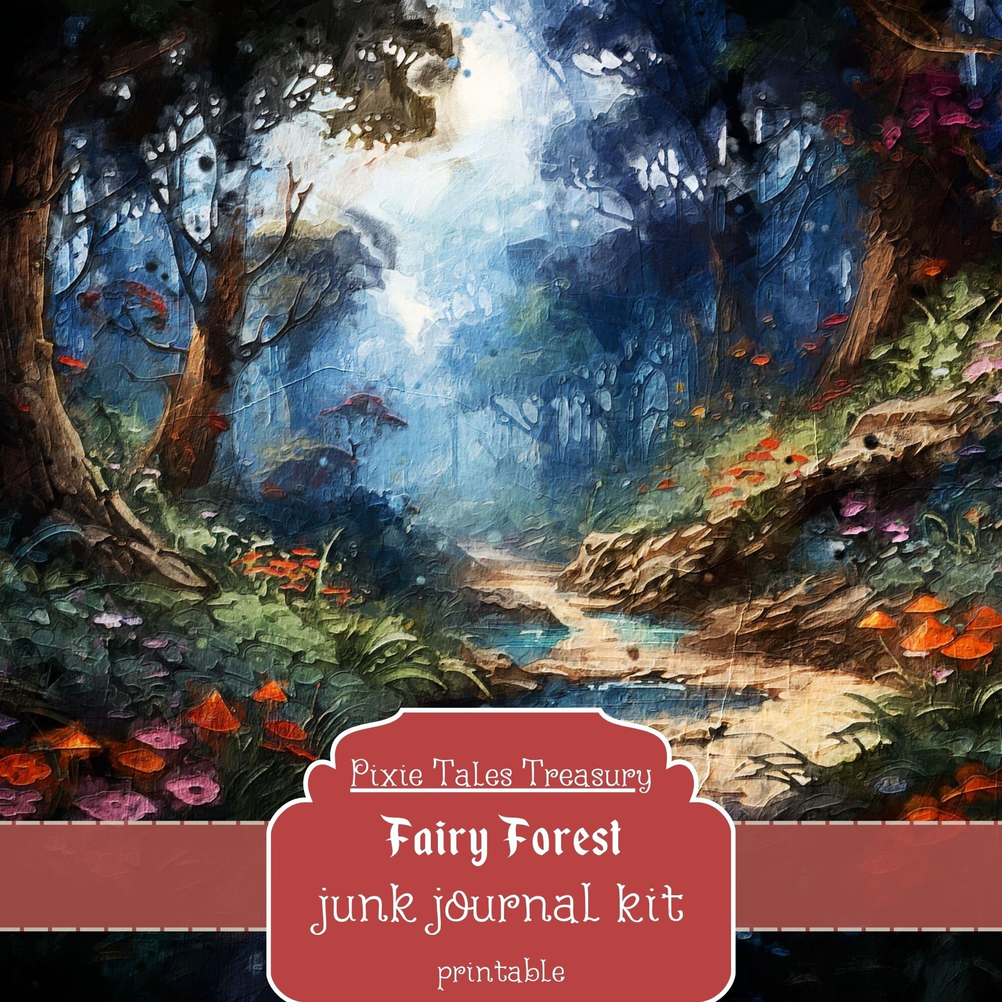 Dark Enchanted Forest Junk Journal Kit Textured Mixed Media Mushroom ...