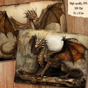 Gold Dragon Paper Junk Journal Kit Magical Dragon Scrapbook Paper ...