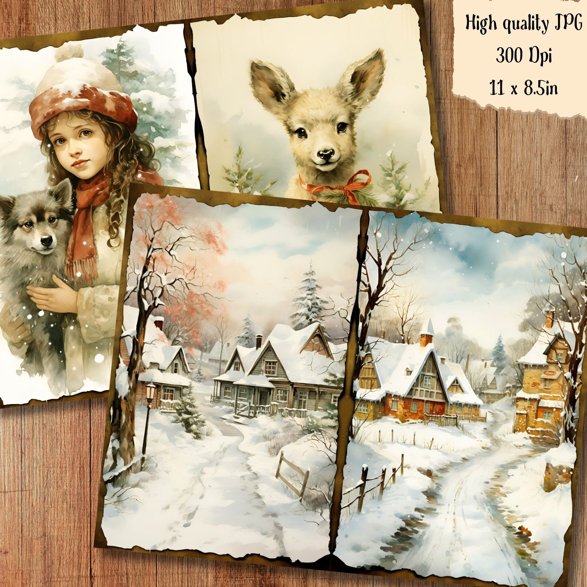 Christmas Junk Journal Kit Printable Vintage Winter Pages Card - Etsy