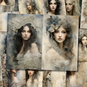 Vintage Shabby Bride Junk Journal Pages Victorian Journaling Paper Junkjournal Digi Kit Supplies Printable Collage Scrapbooking Sheet