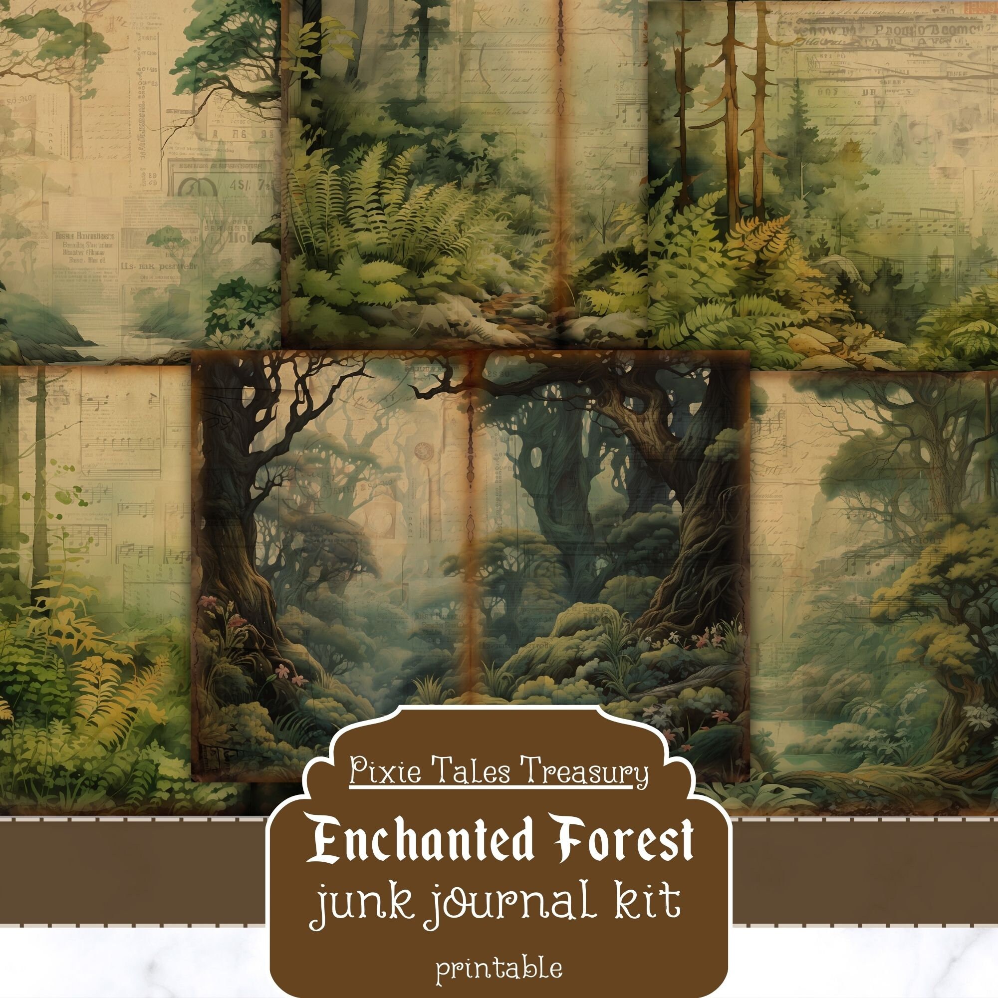 Enchanted Forest Junk Journal Kit Vintage Journal Papers Fantasy Junk ...
