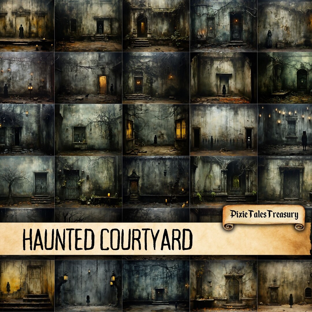 Haunted Courtyard Junk Journal Kit Halloween Goth Gothic Dark Spooky ...