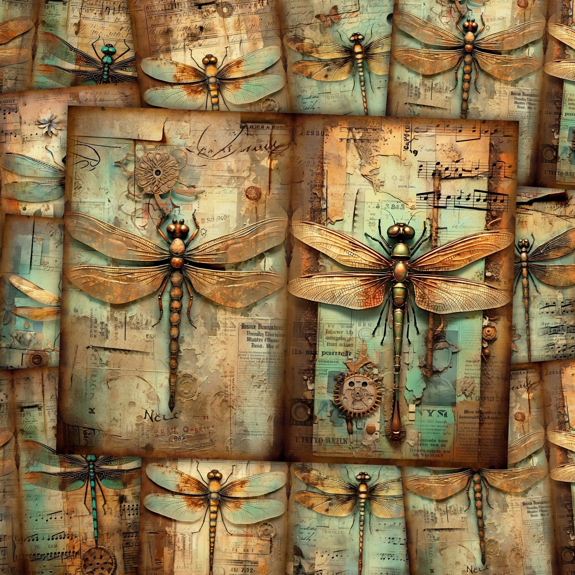 Dragonfly Vintage Junk Journal Kit Journal Half Papers Junk Journal ...