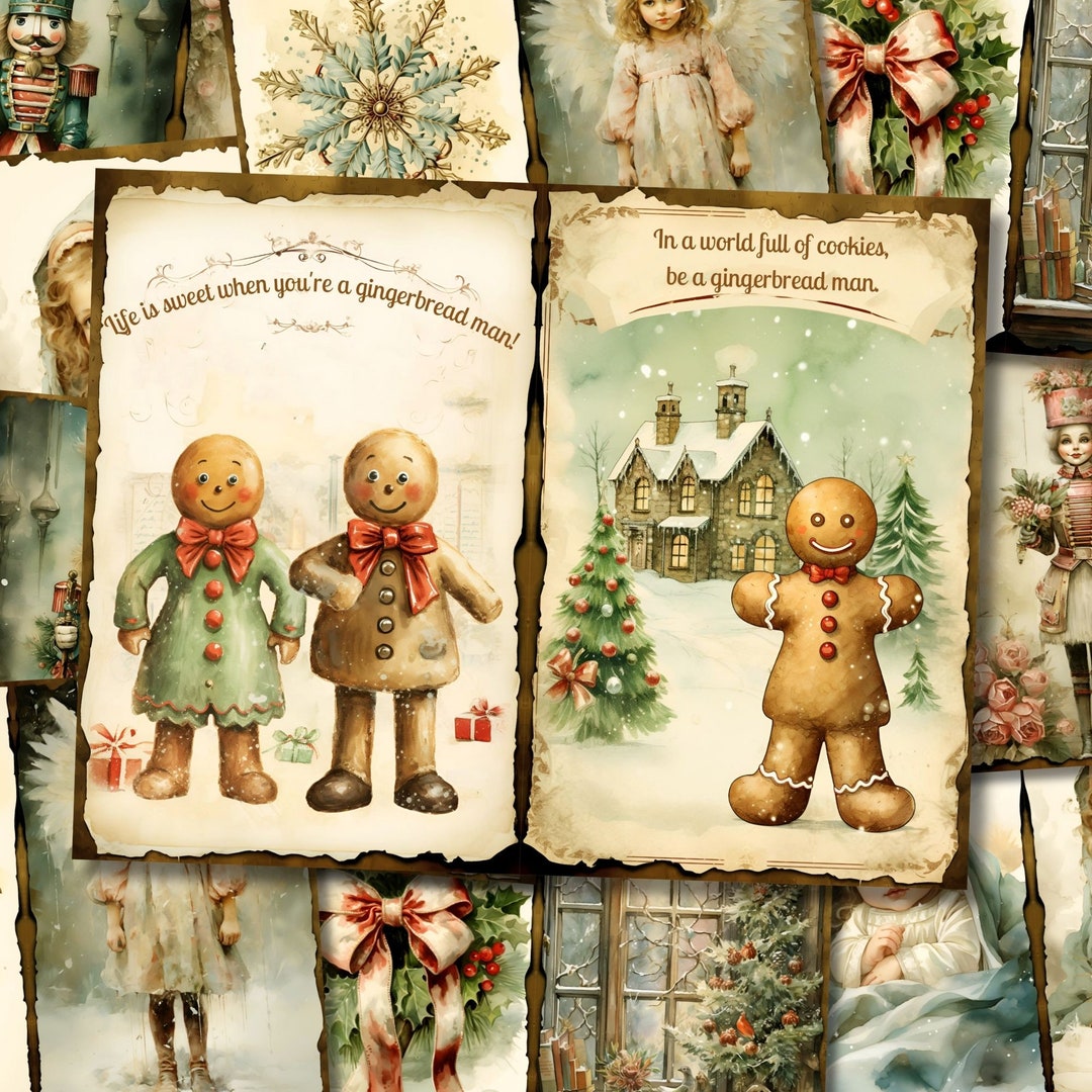 Christmas Junk Journal Kit Printable Vintage Winter Pages Card ...