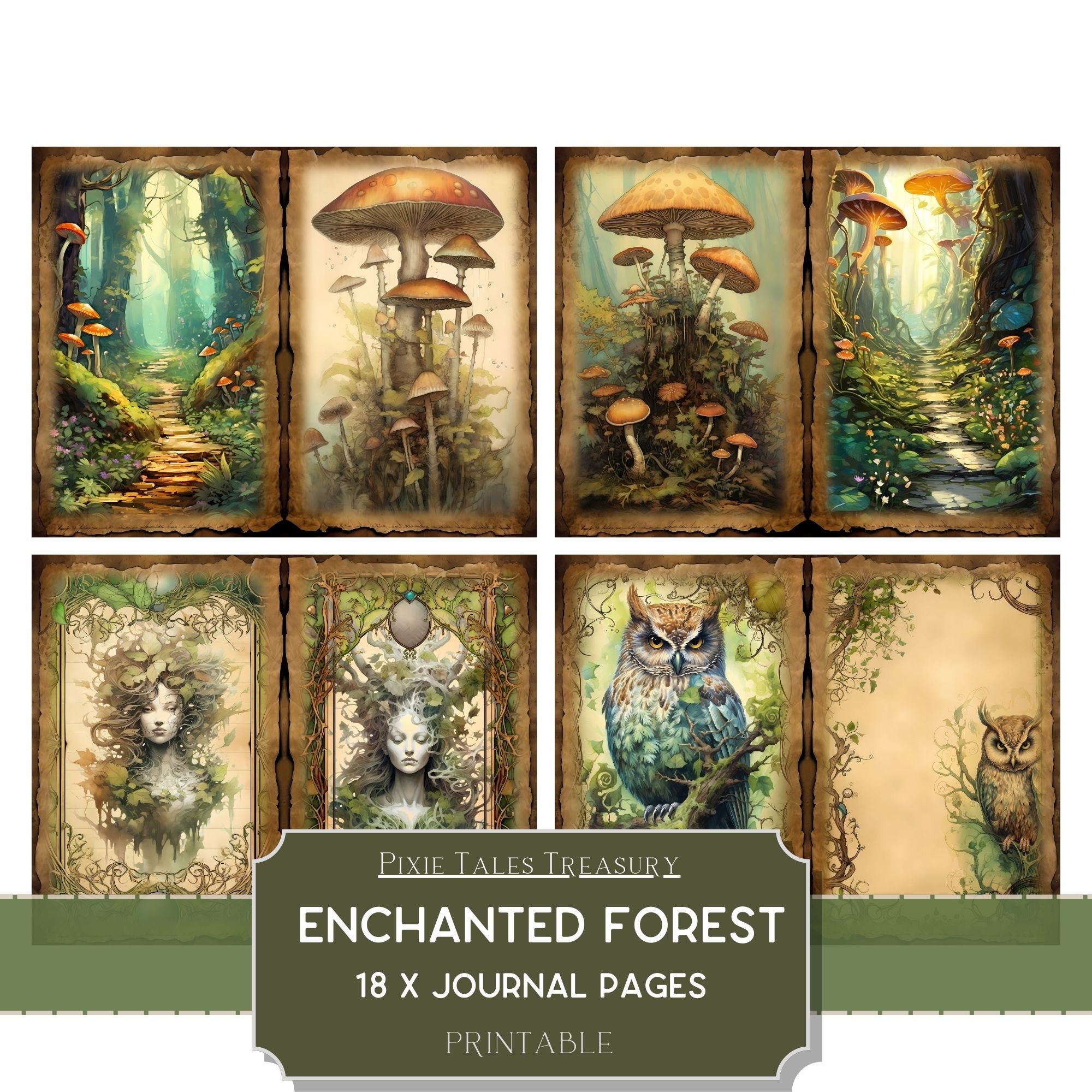 Enchanted Forest Fantasy Junk Journal Kit Fairytale Fairy Journal Pages ...
