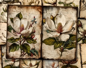 Strawberry Floral Watercolor Junk Journal Pages Flower Journaling Paper ...