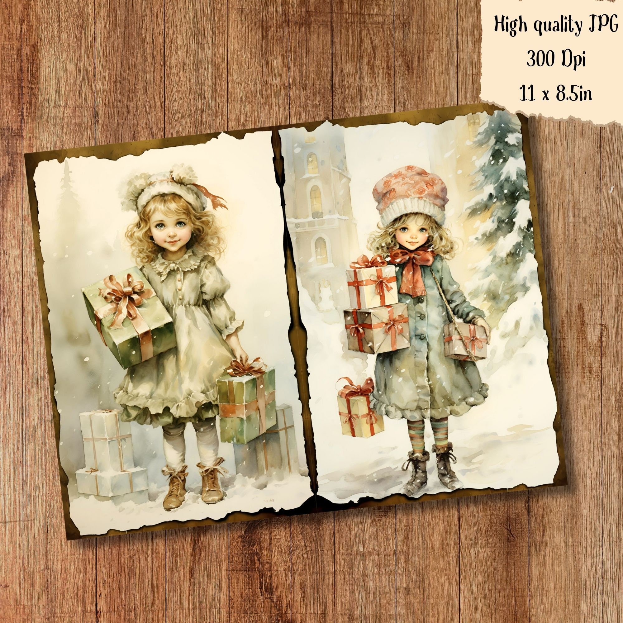 Christmas Junk Journal Kit Printable Vintage Winter Pages Card ...