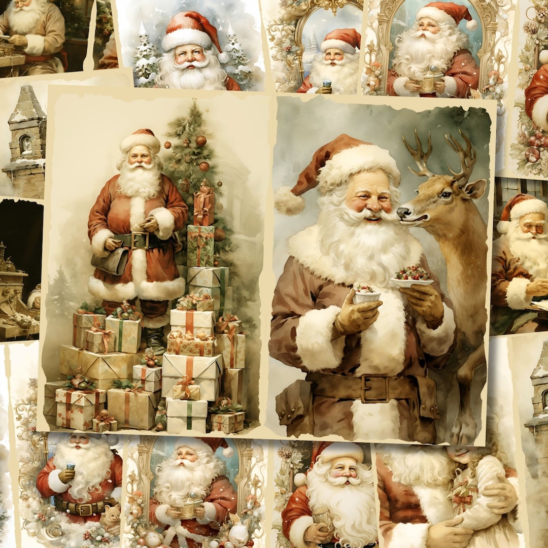 Santa Claus Christmas Junk Journal Kit Printable Winter Pages Card ...