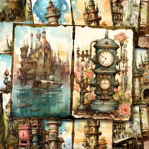 Steampunk Junk Journal Kit Victorian Junk Journal Steampunk Digi Kit Printable Steampunk Scrapbook Paper Craft Journaling Collage Sheet