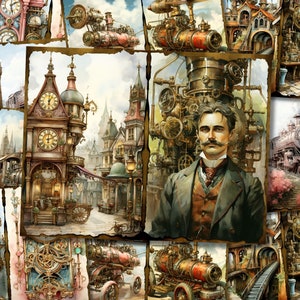 Steampunk Junk Journal Kit Victorian Junk Journal Steampunk Digi Kit Printable Steampunk Scrapbook Paper Craft Journaling Collage Sheet