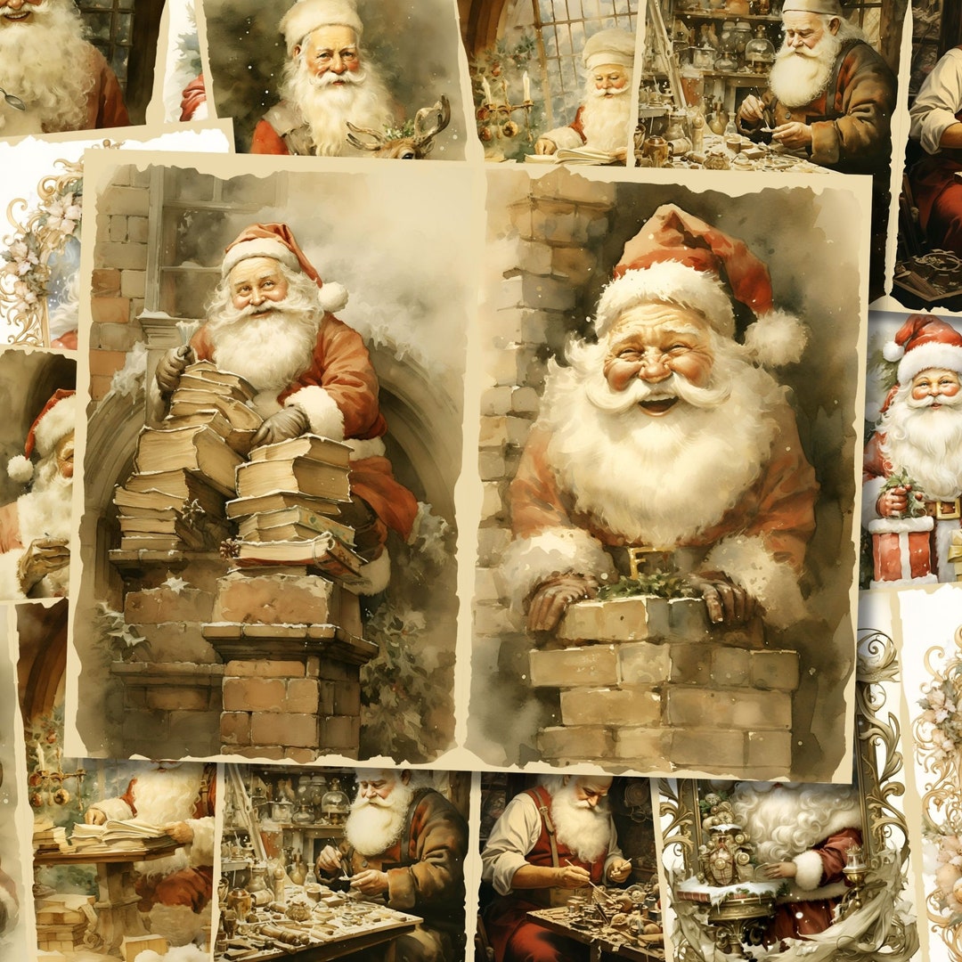Santa Claus Christmas Junk Journal Kit Printable Winter Pages Card ...