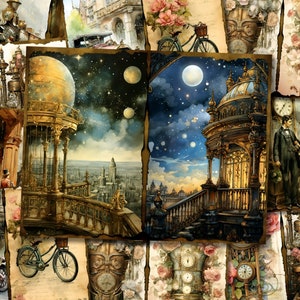 Kit diario Steampunk Junk Journal Vittoriano Kit digitale Steampunk Kit di scrapbooking Steampunk stampabile Foglio di collage di giornalismo di carta artigianale