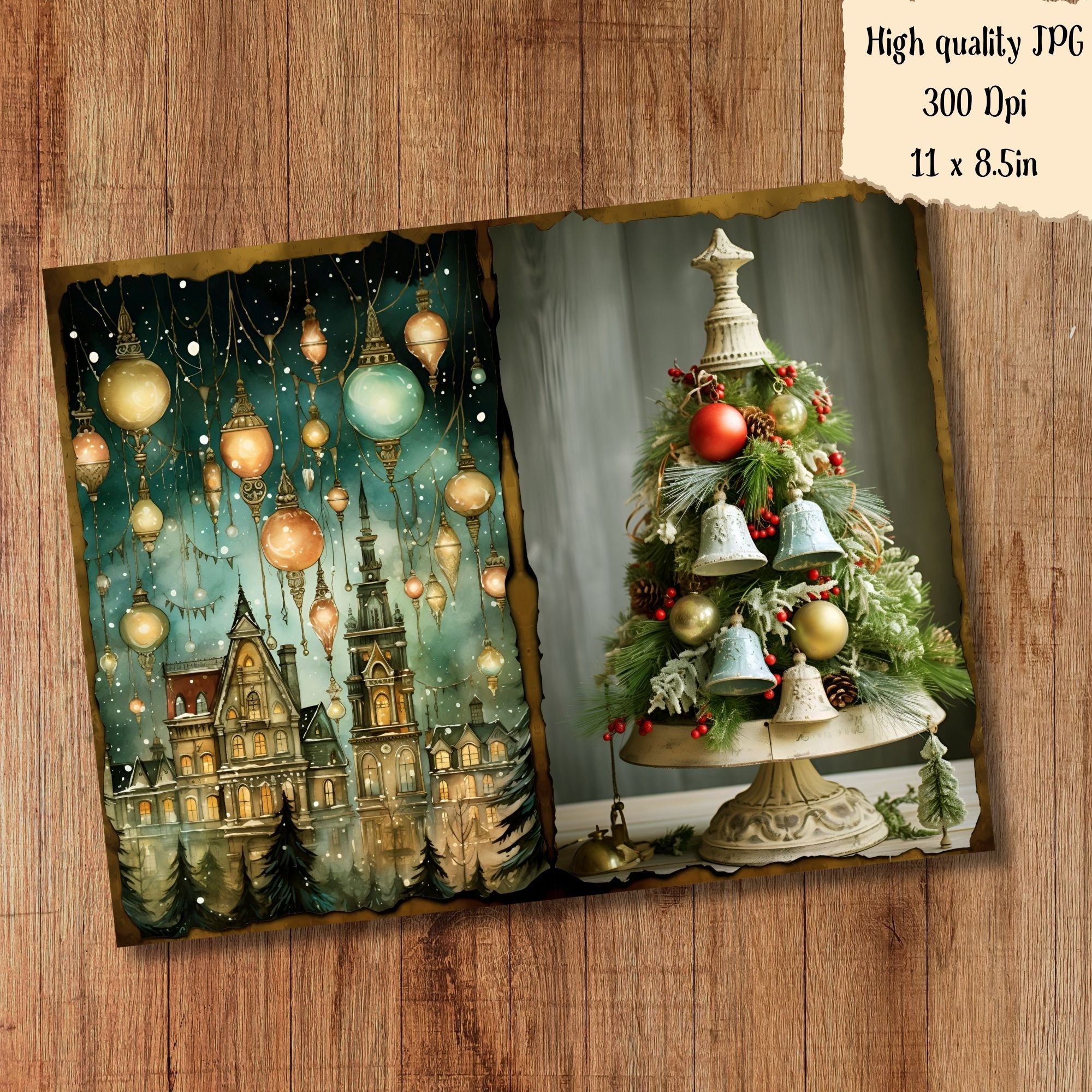 Christmas Junk Journal Kit Printable Vintage Winter Pages Card ...