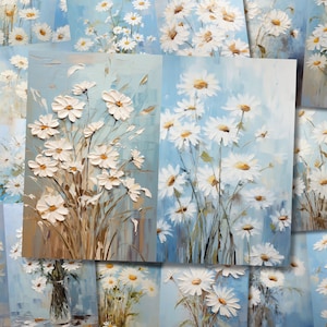 Flower Junk Journal Pages Junkjournal Paper Floral Printable Daisy Daisies Mixed Media Art Journaling Digi Kit Supplies Scrapbooking Sheet