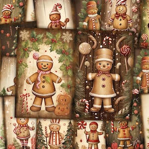 Gingerbread Junk Journal Kit Christmas Card Making Junk Journal Paper Printable Winter Scrapbooking Collage Sheet Pages Digital Download