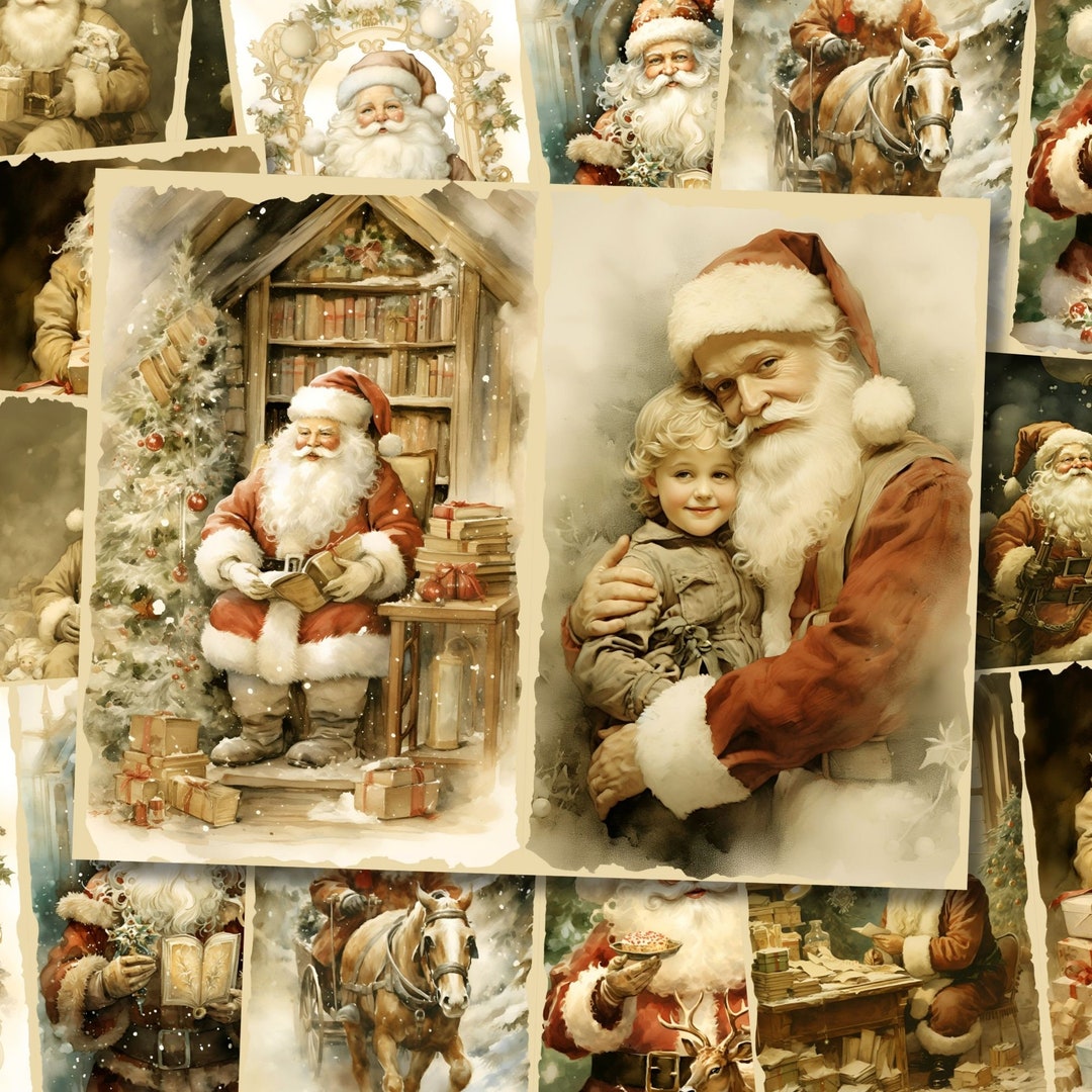 Santa Claus Christmas Junk Journal Kit Printable Winter Pages Card ...