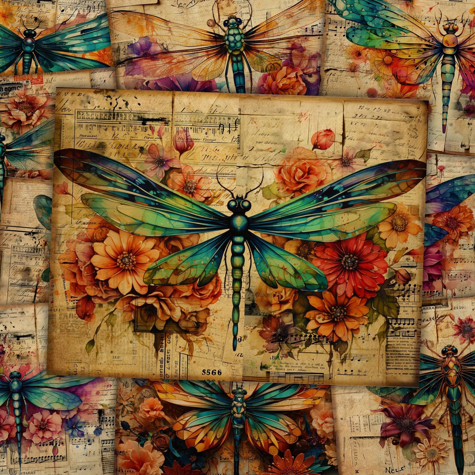Dragonfly Junk Journal Kit Vintage Journal Papers Dragonflies Junk ...