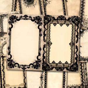 Vintage Black Lace Junk Journal Pages Goth Floral Journaling Paper Junkjournal Digi Kit Supplies Printable Collage Sheet Scrapbooking Paper