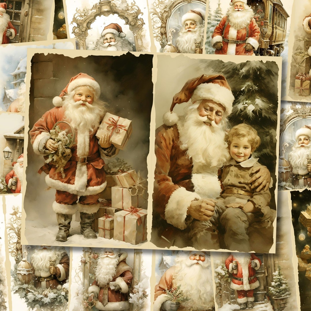 Santa Claus Christmas Junk Journal Kit Printable Winter Pages Card ...