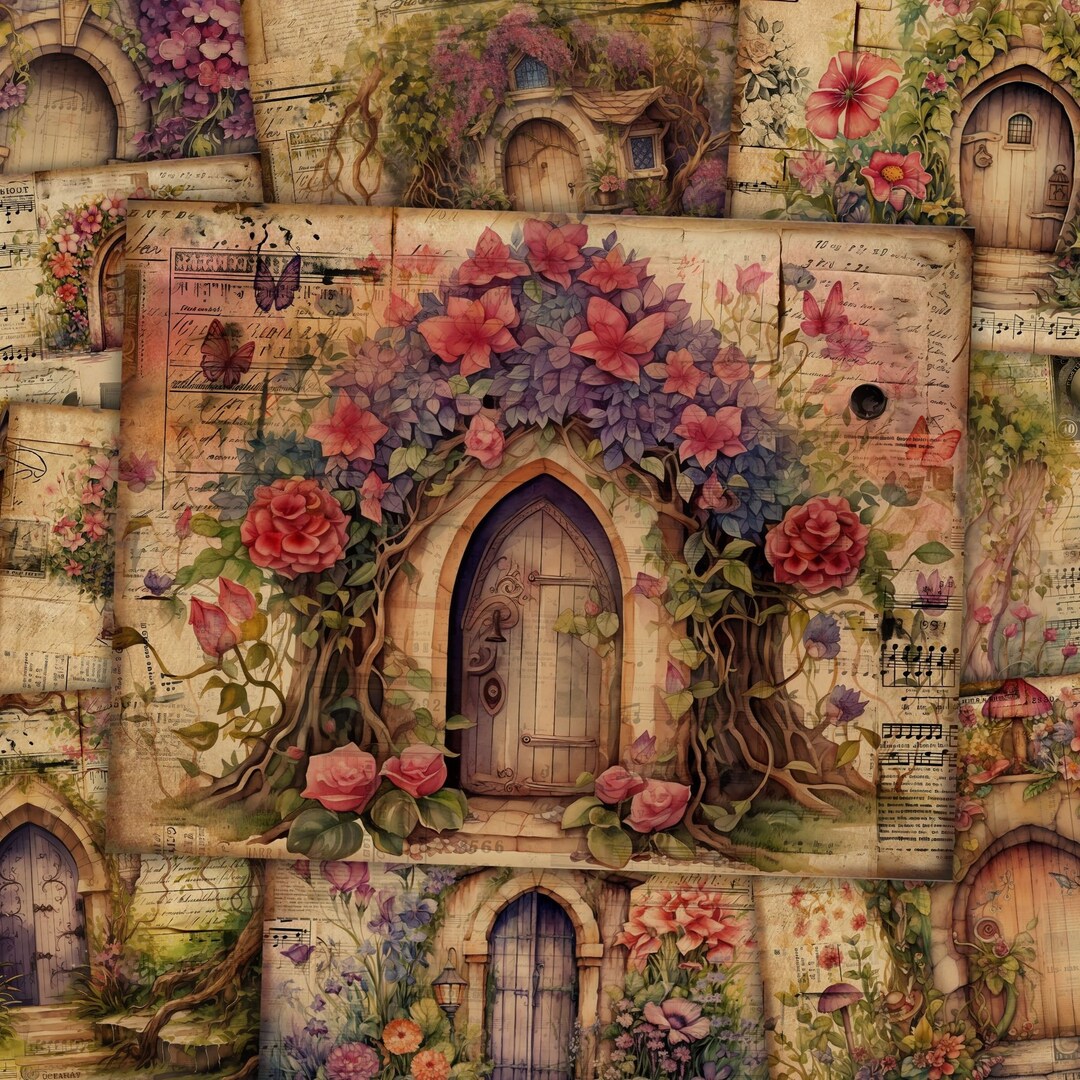 Door Fairytale Junk Journal Kit Vintage Floral Journal Papers Junk ...