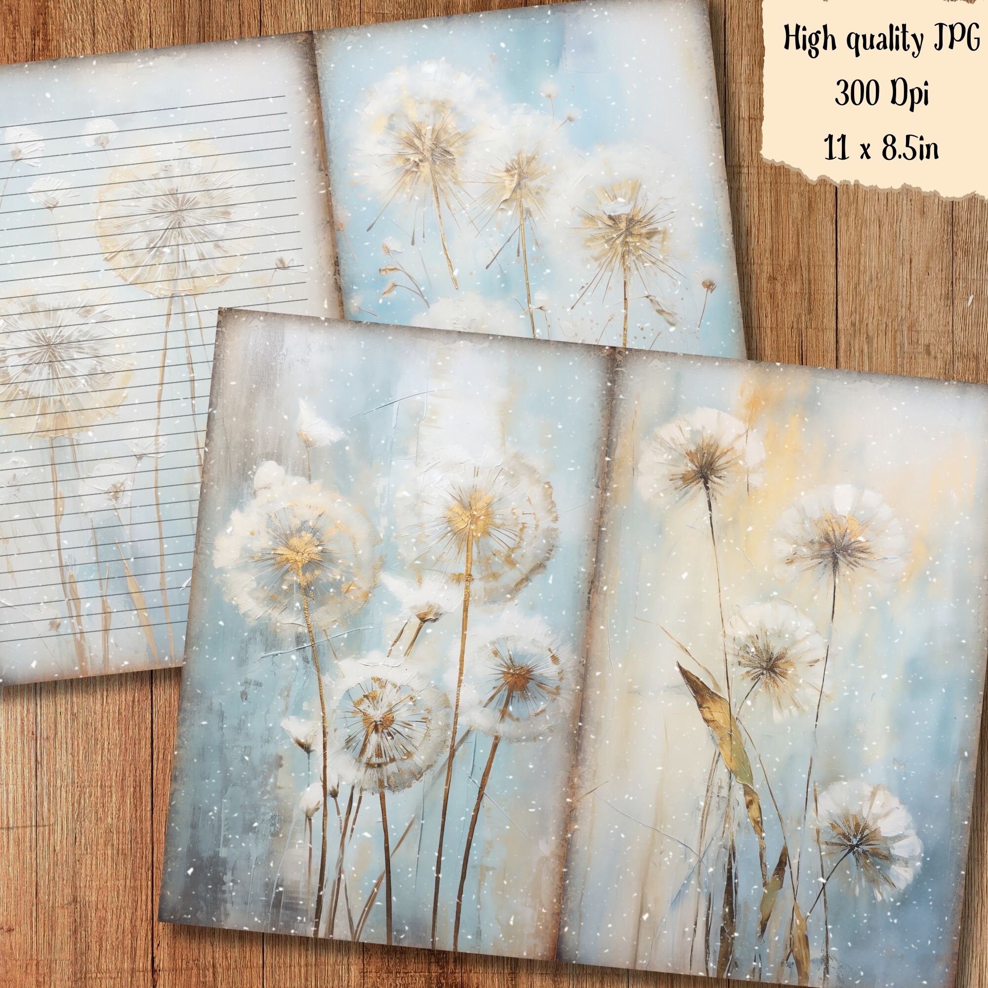 Dandelion Junk Journal Paper Flower Junkjournal Kit Printable Pages ...