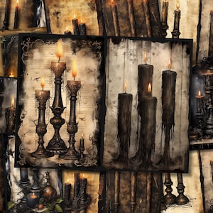 Mystische Kerzen Junk Journal Seiten Dunkle Hexe Zauber Magisch Junkjournal Kit Halloween Digi Kit Goth Digital Papier Collage Sheet Printable