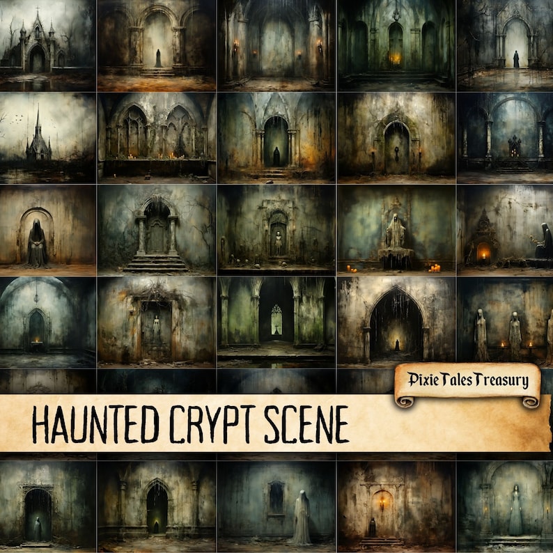 Haunted Crypt Scene Junk Journal Kit Halloween Goth Gothic Dark Spooky ...