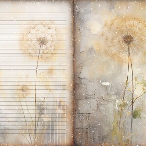 Flower Junk Journal Kit Printable Pages Dandelion Digital Downloaded ...